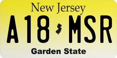 NJ license plate A18MSR