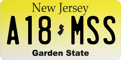 NJ license plate A18MSS