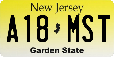 NJ license plate A18MST