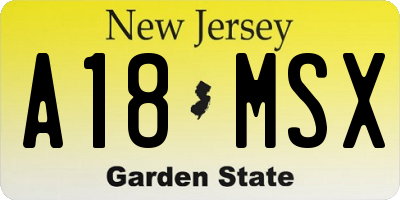 NJ license plate A18MSX