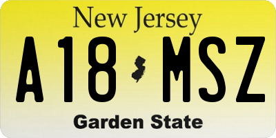 NJ license plate A18MSZ