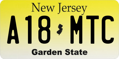 NJ license plate A18MTC