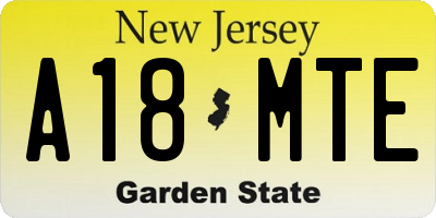 NJ license plate A18MTE