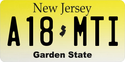 NJ license plate A18MTI