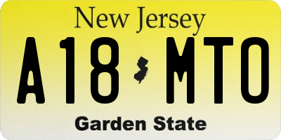 NJ license plate A18MTO