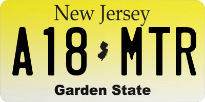 NJ license plate A18MTR