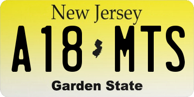 NJ license plate A18MTS