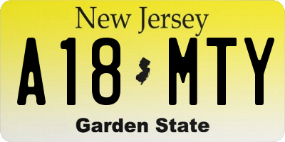 NJ license plate A18MTY