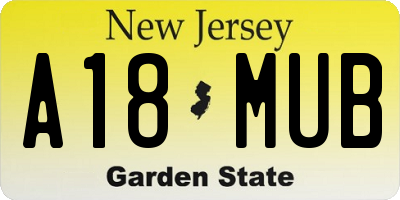 NJ license plate A18MUB