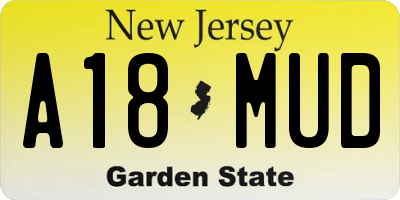 NJ license plate A18MUD