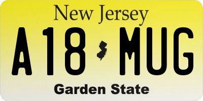 NJ license plate A18MUG