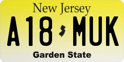 NJ license plate A18MUK
