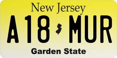 NJ license plate A18MUR