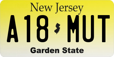 NJ license plate A18MUT