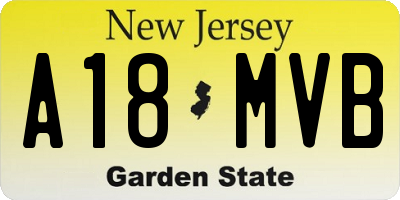 NJ license plate A18MVB