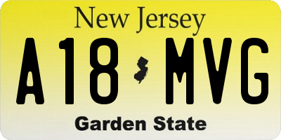 NJ license plate A18MVG