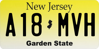 NJ license plate A18MVH