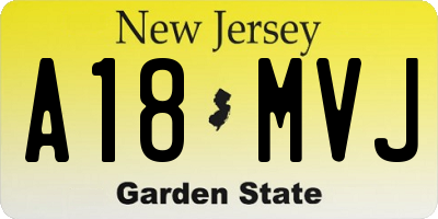 NJ license plate A18MVJ