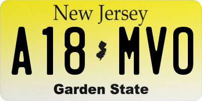 NJ license plate A18MVO