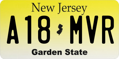 NJ license plate A18MVR
