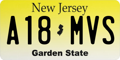 NJ license plate A18MVS
