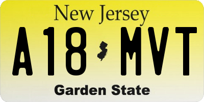 NJ license plate A18MVT