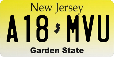 NJ license plate A18MVU