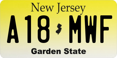 NJ license plate A18MWF