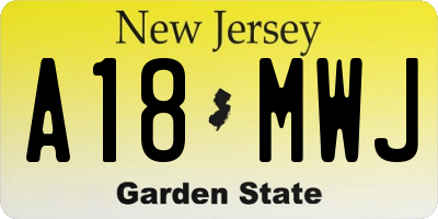 NJ license plate A18MWJ