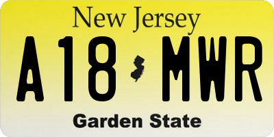 NJ license plate A18MWR