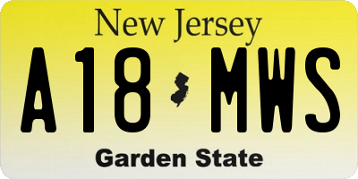 NJ license plate A18MWS
