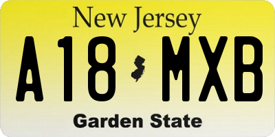 NJ license plate A18MXB
