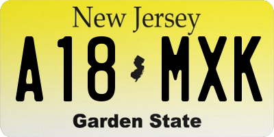 NJ license plate A18MXK