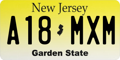 NJ license plate A18MXM