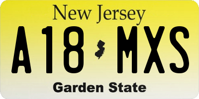 NJ license plate A18MXS