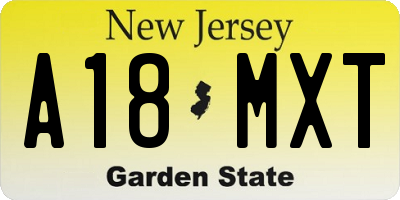 NJ license plate A18MXT