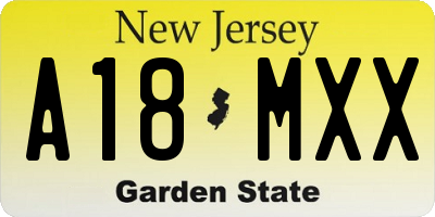 NJ license plate A18MXX