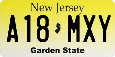 NJ license plate A18MXY