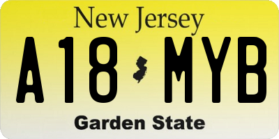 NJ license plate A18MYB