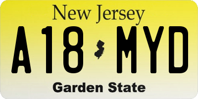 NJ license plate A18MYD