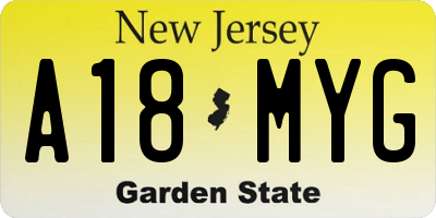 NJ license plate A18MYG
