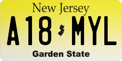 NJ license plate A18MYL