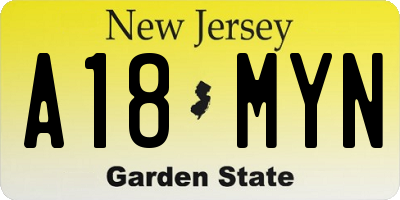 NJ license plate A18MYN