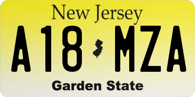 NJ license plate A18MZA