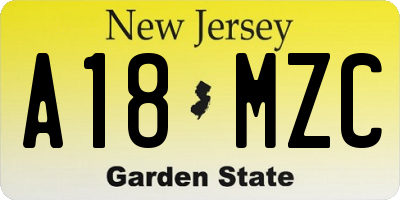 NJ license plate A18MZC