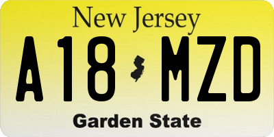 NJ license plate A18MZD