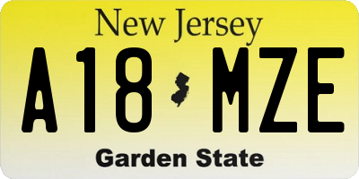 NJ license plate A18MZE