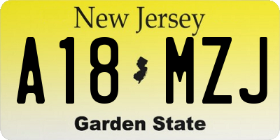 NJ license plate A18MZJ