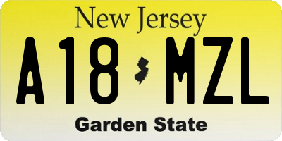 NJ license plate A18MZL