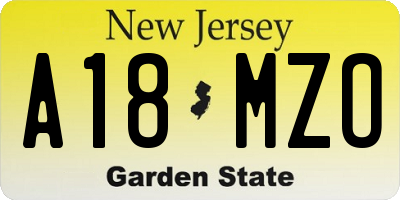 NJ license plate A18MZO